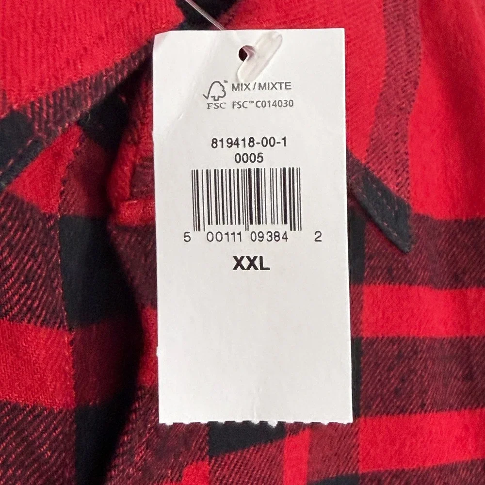 NEW Banana Republic Flannel Shirt Mens XXL Cotton Red Black Plaid Standard Fit